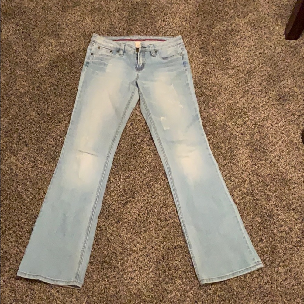 Flared blue jeans